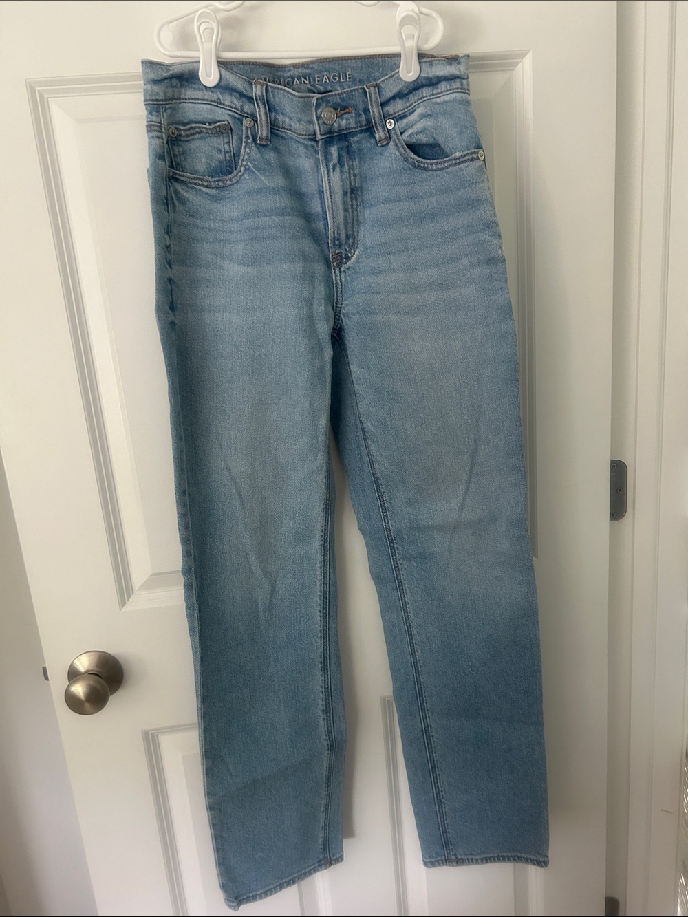 American Eagle Outfitters Light Blue Super High-Rise Straight Jeans